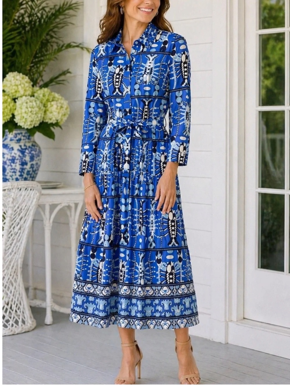 Jude Connally Stretch Poplin Sutton Dress in Seaside Catch Sapphire NEW